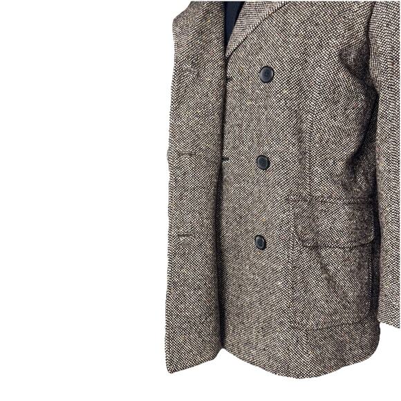 Eddie Bauer Women Medium Wool Pea Coat Double Breasted Tweed Black White Jacket - Picture 5 of 9